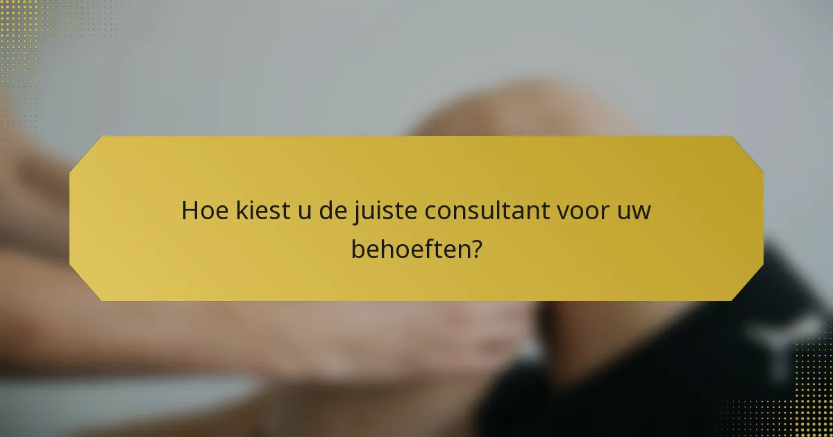Hoe kiest u de juiste consultant voor uw behoeften?