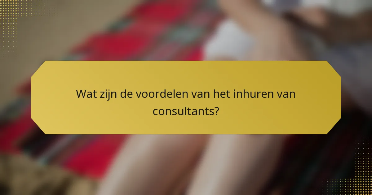 Wat zijn de voordelen van het inhuren van consultants?