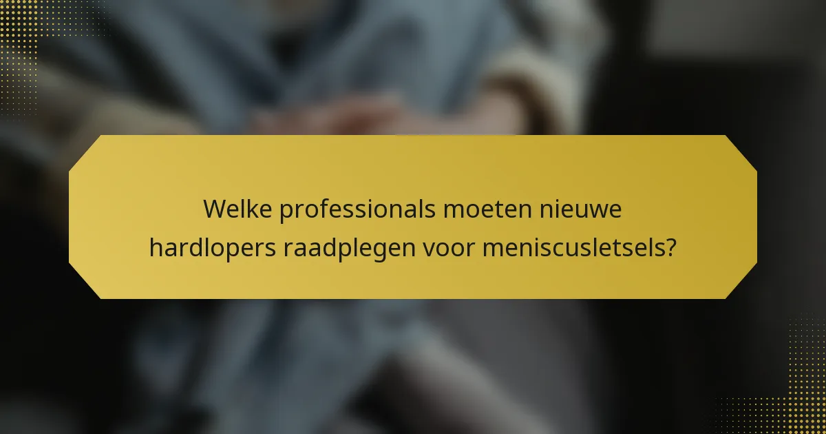 Welke professionals moeten nieuwe hardlopers raadplegen voor meniscusletsels?