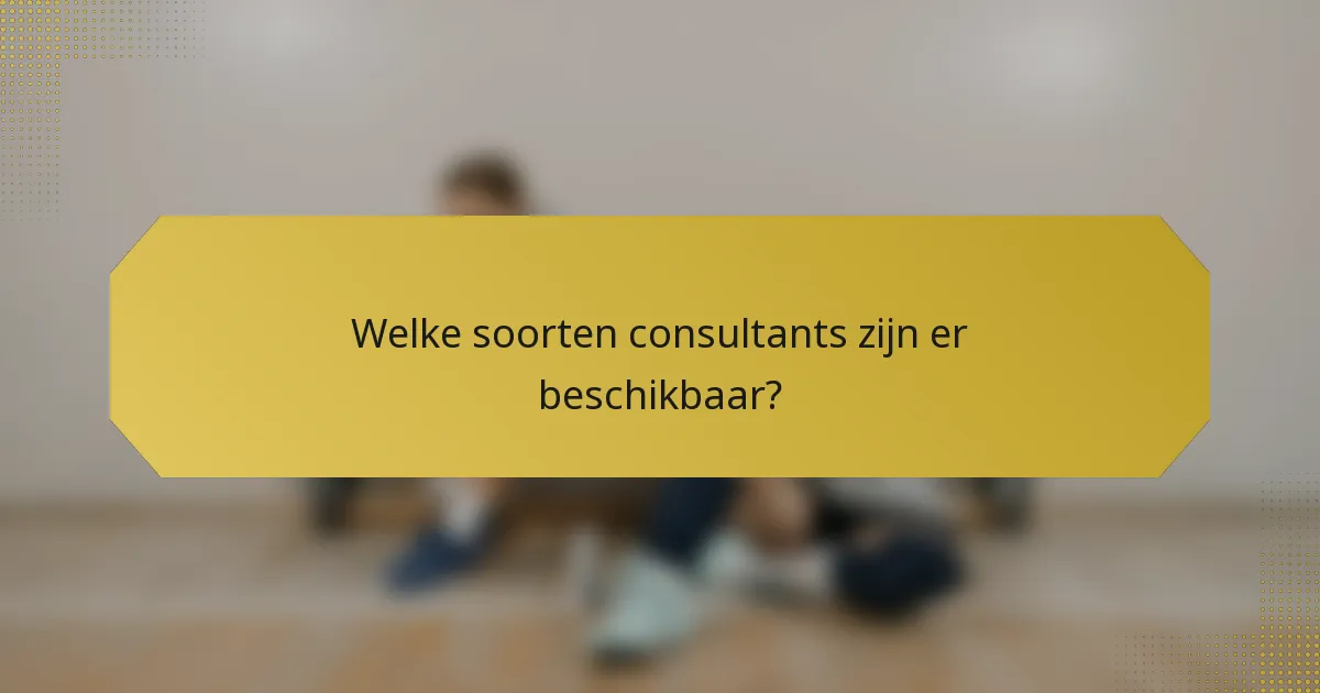 Welke soorten consultants zijn er beschikbaar?
